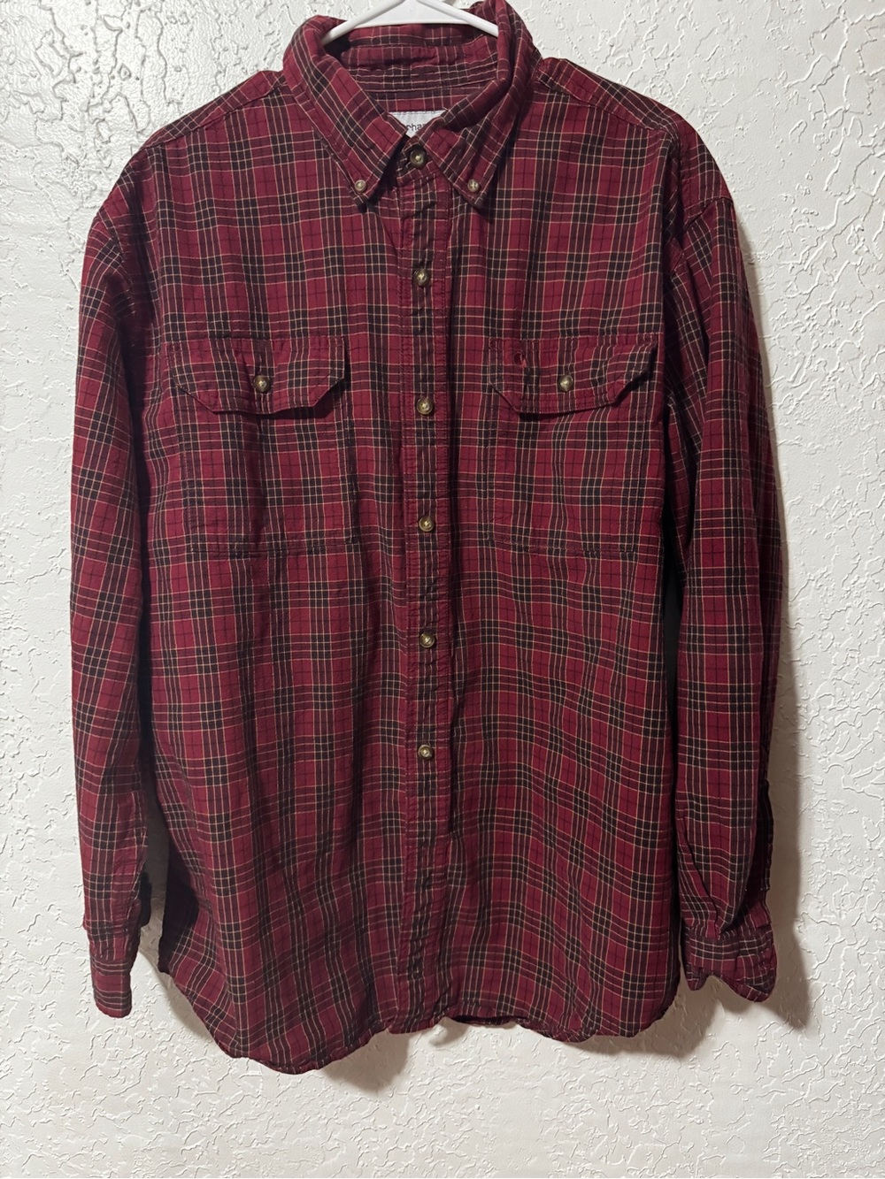 Carhartt Men’s Red Plaid Button Down Shirt Long Sleeve